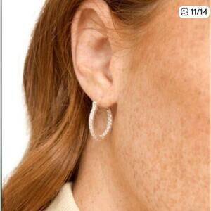 Crystal Haze Silver Classic Minimalist Mini Serena Hoops with CZ - NWT